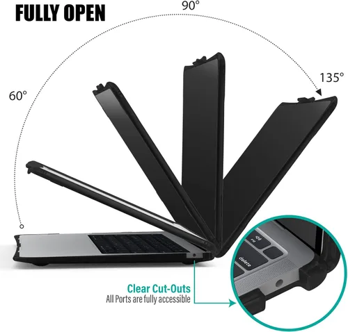 Miniatura 5 de IBENZER Hexpact AT13-BK - Funda compatible con MacBook Air de 13 pulgadas 2022 2021 2020 M1 A2337 A2179 A1932, funda protectora resistente