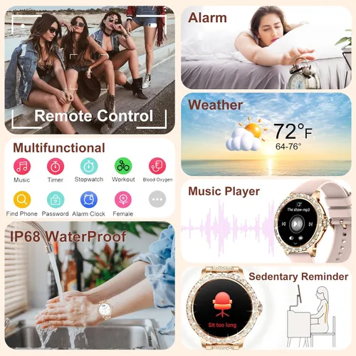 Miniatura 8 de Relojes inteligentes para mujer (respuesta/hacer llamadas), más de 120 relojes inteligentes deportivos para Android iOS, pantalla HD de 1.32