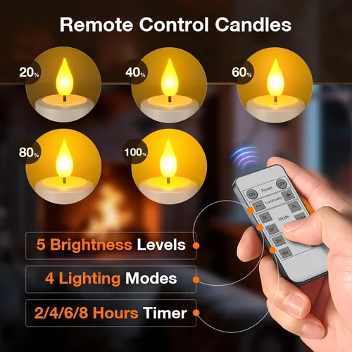 Miniatura 4 de PChero Paquete de 6 velas recargables sin llama con temporizador remoto, velas de té que funcionan con pilas, velas LED parpadeantes para el hogar