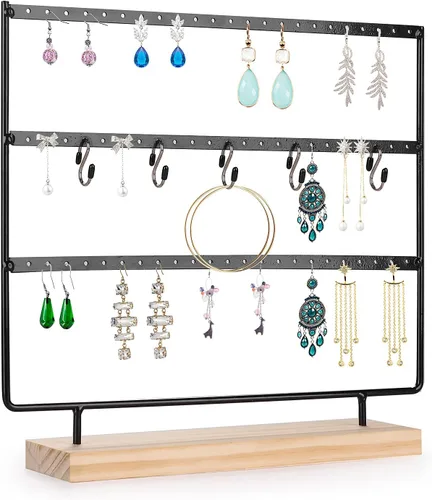 VERGILIUS Organizador de 5 ganchos para aretes, soporte de exhibición de joyas, organizador de aretes, organizador de joyas, organizador de aretes y