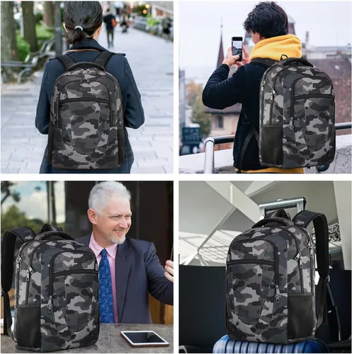 Miniatura 5 de BIKROD Mochila de viaje para computadora portátil para hombres, mochilas para la escuela, adolescentes, niños, mochila antirrobo delgada y Camouflaje