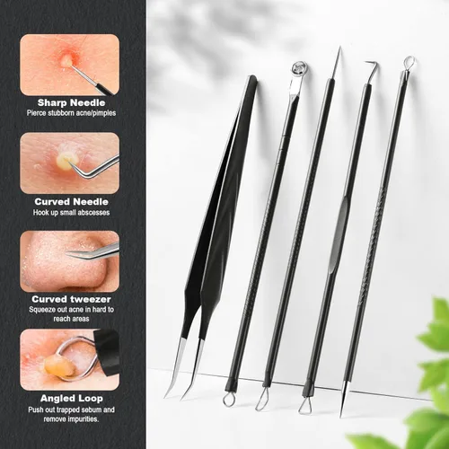 Miniatura 2 de FVION Kit de extractor de espinillas y acné, kit de herramientas profesional para reventar espinillas, pinzas para el acné y herramientas