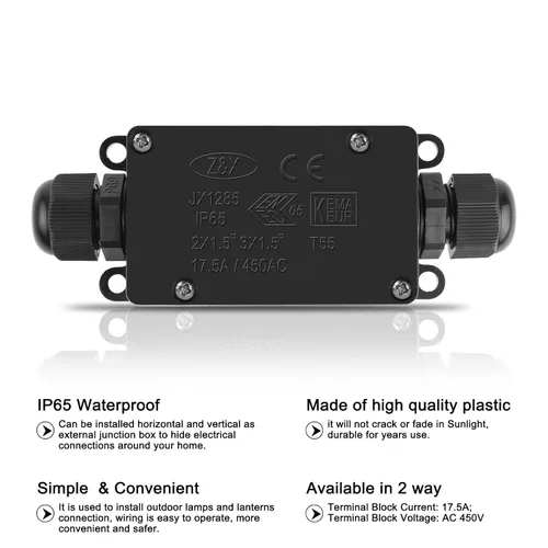 Miniatura 3 de 2 piezas impermeables externas de 2 vías PG9 caja de conexiones eléctricas subterráneas, cables de cable de alimentación, protección del conector