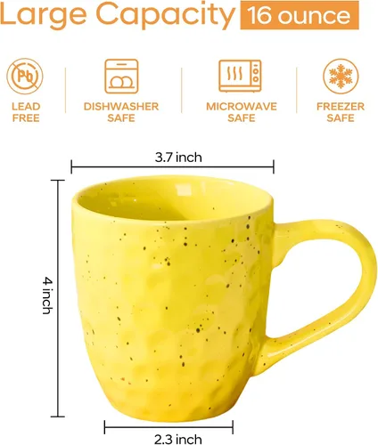 Miniatura 2 de Juego de 4 tazas de café de cerámica grandes de 14 onzas con asas, café, ensalada, fideos, etc. tazas para café con leche de cereales