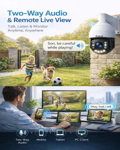 Miniatura 8 de JideTech Cámara de seguridad IP PoE PTZ IP PoE de 200X con zoom híbrido 4K 8MP para exteriores, seguimiento automático de inclinación de 360°