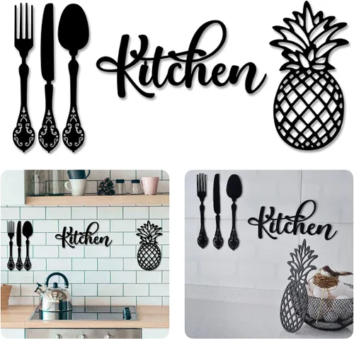 4eN Letrero de pared de cocina – Moderna decoración de pared de madera MDF para cocina y comedor – Decoración minimalista de cocina de granja, 5
