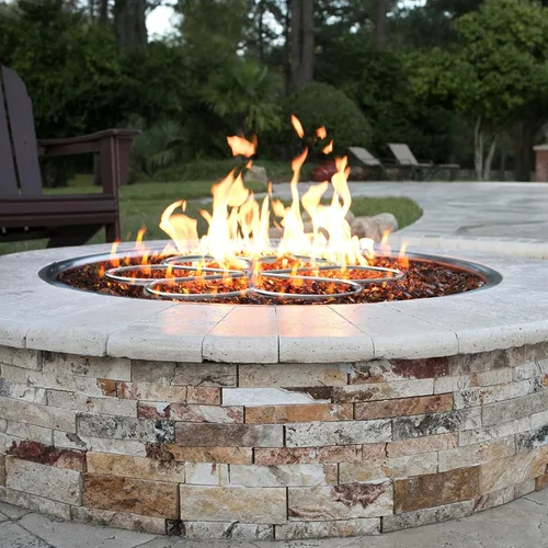 Miniatura 7 de Skyflame Quemador de hoguera de acero inoxidable 304 de 30 pulgadas, anillo de quemador en forma de flor para hoguera, gas natural y chimenea