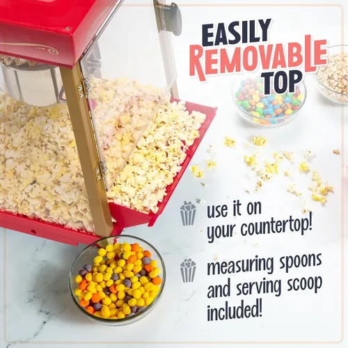 Miniatura 5 de Nostalgia Máquina para hacer palomitas de maíz - Carrito profesional con caldera de 2.5 onzas que hace hasta 10 tazas - Máquina de palomitas vintage