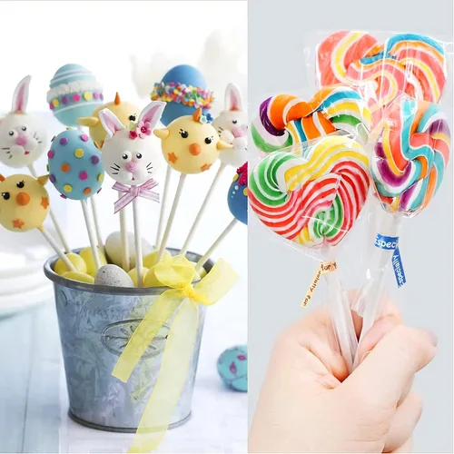 Miniatura 6 de Kit para hacer pasteles de 6 pulgadas, 100 palitos para tartas, 100 bolsas para tartas y 100 lazos multicolores, 300 paquetes de herramientas