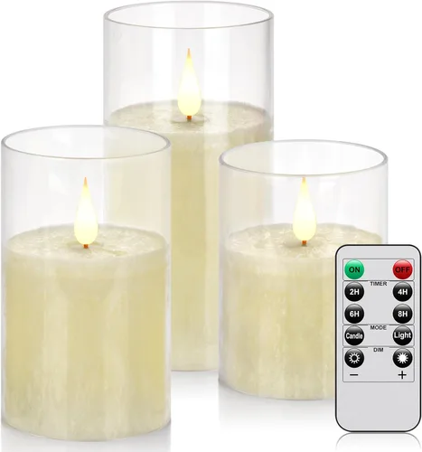 Miniatura 8 de Velas parpadeantes sin llama de 2.2 pulgadas de diámetro x 4 pulgadas de diámetro x 4 pulgadas de alto, 5, 6, 7, 8, 9 pulgadas, juego de 9 velas LED