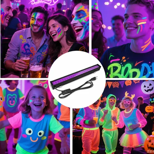 Miniatura 4 de Paquete de 1 barra de luz LED negra de 24 W, suministros de fiesta de luces negras para Halloween, fluorescente, fiesta, dormitorio, sala