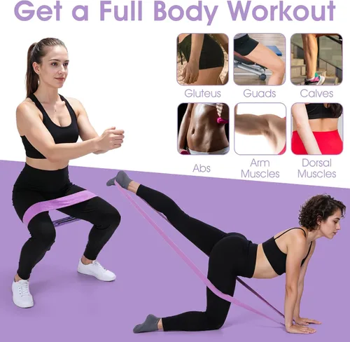 Miniatura 6 de Kifmurase 6PCS Fabric Resistance Bands for Legs, 3 Strength Level Elastic Stretching Assist Band with Portable Bag, Non-Slip Workout Bands for