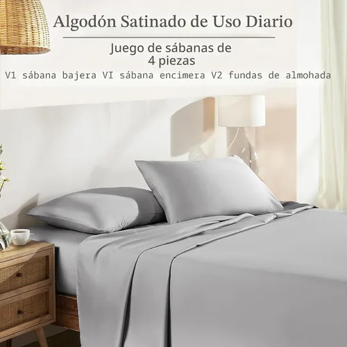 Miniatura 4 de Juego de sábanas tamaño Queen de California Design Den - Sábanas naturales de 100 % algodón tamaño Queen con bolsillos profundos, tejido de sábanas