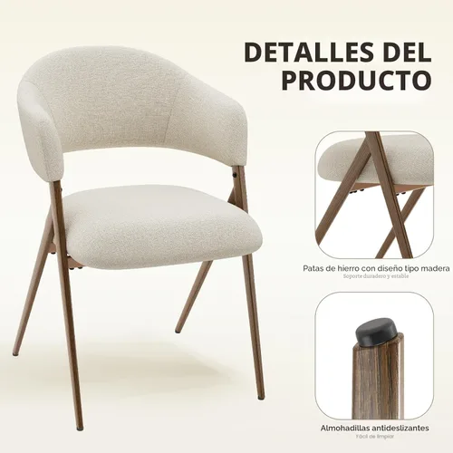Miniatura 6 de COLAMY Juego de 6 sillas de comedor, sillas modernas tapizadas de tela para comedor, cocina, sillas laterales con respaldo abierto y asiento