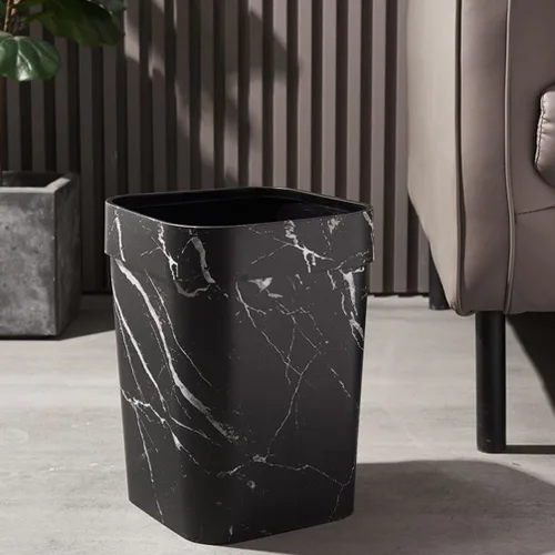 Miniatura 8 de Zerodeko Diseño de mármol redondo de mármol de mármol de la cesta de la basura de la cocina moderna del negro