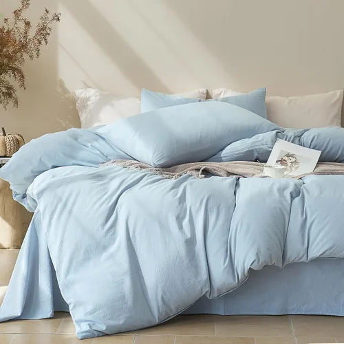 Miniatura 22 de JELLYMONI Funda de edredón tamaño individual, funda de edredón 100% algodón lavado con textura similar al lino, ropa de cama transpirable y suave