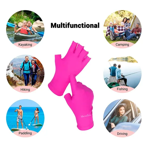 Miniatura 6 de MelodySusie Guantes UV para lámpara de uñas de gel, guantes profesionales de protección UV UPF50+ para manicuras, guante sin dedos para cuidado