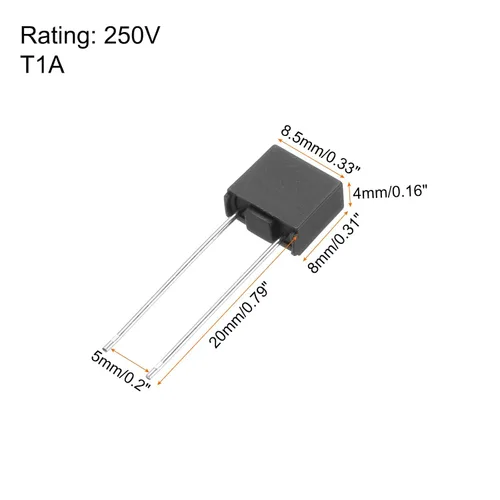 Miniatura 2 de uxcell 20pcs DIP Montado Miniatura Square Slow Blow Micro Fusible para piezas electrónicas PCB LCD Reparación, T1A 1A 250V, Negro
