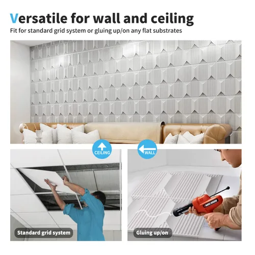 Miniatura 7 de Art3dwallpanels Panel de pared 3D de PVC para decoración de pared interior, 19.7 x 19.7 pulgadas, paneles de pared 3D de PVC, paneles de pared