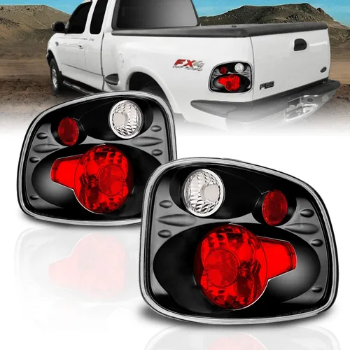 AmeriLite para Ford F-150 Flareside 2001-2003, juego de luces traseras de repuesto Euro Black, lámpara de freno, par - lado del pasajero y del