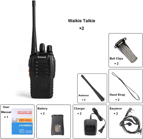 Miniatura 6 de Radio de 2 vías Walkie Talkie de largo alcance con auricular UHF de 16 canales 400-470 MHz (paquete de 2)