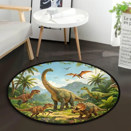 Ancient Dinosaurs World - Alfombra redonda suave, antideslizante, fácil de limpiar, alfombra de 3 pies, alfombra de suelo circular para sala de