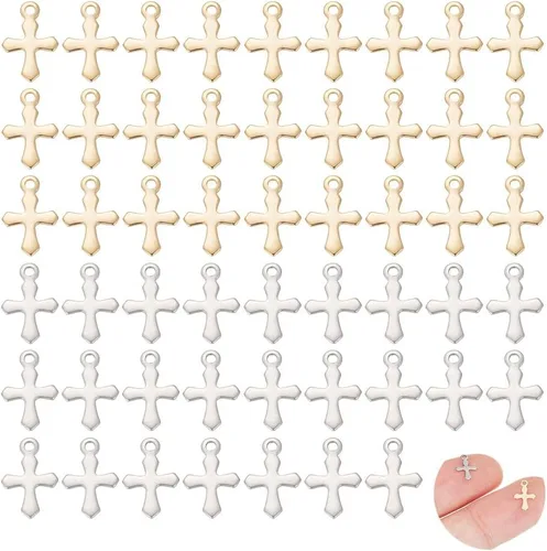UNICRAFTALE Metal Cross Charms Stainless Steel Cross Charms Pendants Tiny Small Cross Charm Small Hole Pendant Accessory for Necklace Bracelet