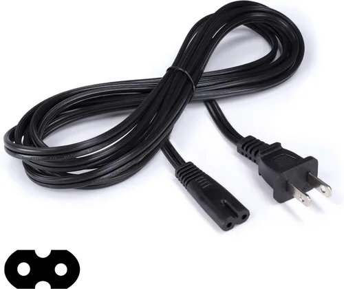 Miniatura 2 de Figura 8 Cable de alimentación (2 clavijas) con núcleo de alambre de cobre, no polarizado para satélite, CATV, sistemas de juego y más – NEMA 1-15P