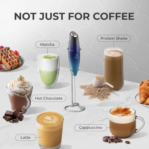 Miniatura 389 de Zulay Milk Boss Espumador de leche potente manual, hace espuma para latte, batidor para mezclar bebidas, café, miniespumador para capuchino, frappé
