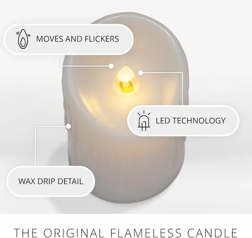 Miniatura 4 de Luminara - Vela LED sin llama con goteo de cera, blanca, 7.6 cm x 11.4 cm, con función de temporizador, base de cera verdadera, funciona con Blanco