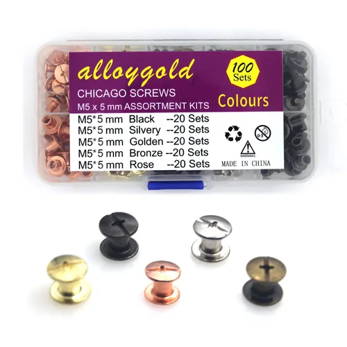 Miniatura 34 de 50 Juegos M5*6 Negro Pistola Kit de Tornillos Chicago Remaches de Cuero Tornillos Remaches Chicago Botones de Tornillos DIY Acabado de Cuero