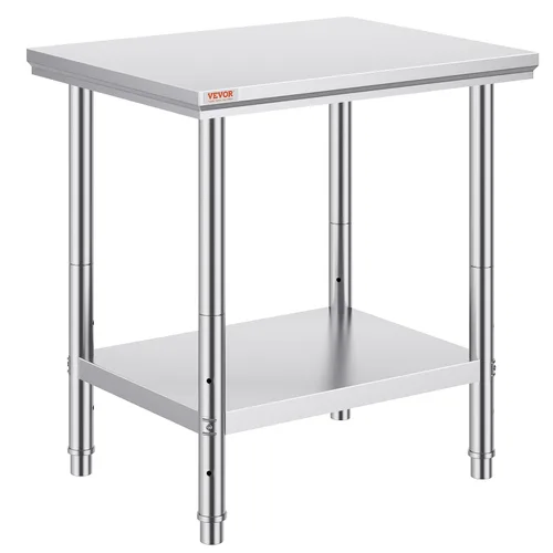 Miniatura 15 de Vevor Mesa de trabajo de acero inoxidable con ruedas de 24 x 12 x 32 pulgadas, mesa de preparación con 4 ruedas, mesa de trabajo resistente