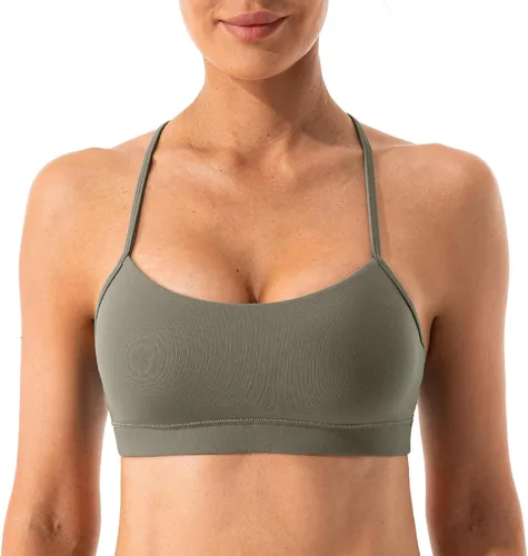 Miniatura 2 de Lavento Brasier deportivo con espalda en Y para mujer, tirantes delgados, acolchado de bajo impacto, para entrenamiento, yoga, tops