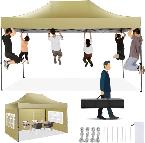 Miniatura 34 de COBIZI Tienda de campaña desplegable resistente de 10 x 10 pies con 4 paredes laterales, marco grueso, tiendas comerciales fáciles de instalar al
