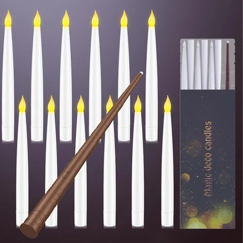 Miniatura 7 de 18 velas flotantes con varita, decoraciones mágicas colgantes mágicas, velas de ventana a pilas con control remoto de varita, velas LED de luz