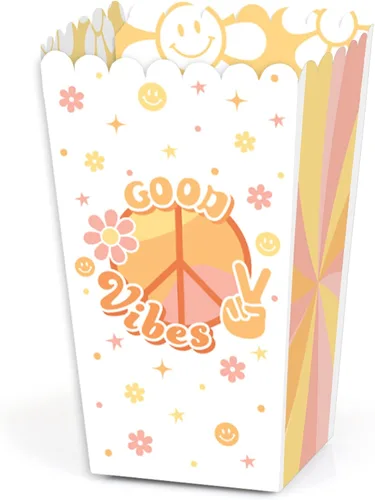 Big Dot of Happiness Stay Groovy - Cajas de palomitas de maíz, estilo bohemio, hippie, para fiestas, juego de 12
