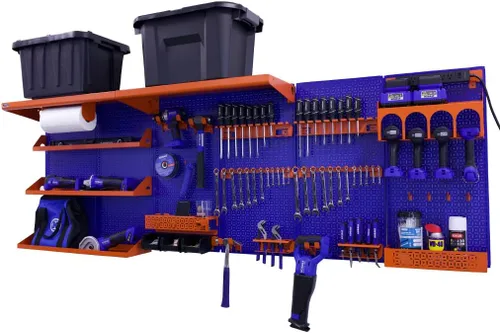Miniatura 36 de OmniWall Weekend Warrior Ultimate Tool Kit - Sistema de Almacenamiento de Pared de Tablero de Clavos de Metal de 96" x 32" Negro/Naranja