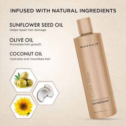 Miniatura 2 de MOEHAIR Acondicionador Color Alive Hidratante y nutritivo Acondicionador para cabello teñido Acondicionador sin parabenos ni sulfatos Reduce
