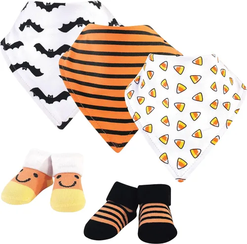 Miniatura 296 de Hudson Baby Conjunto de babero y calcetines unisex de algodón para bebé