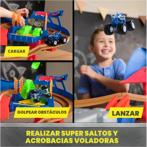 Miniatura 2 de Monster Jam, Set de Mini Lanzaderas, Incluye Monster Mutt y Earth Shaker, Camiones Monstruo de Metal a Escala 1:87, Juguetes para Niños de 3, 4, 5