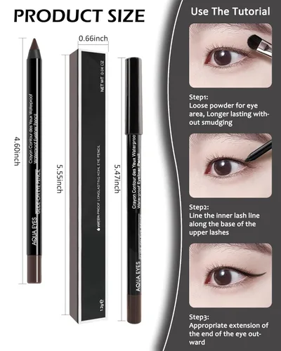 Miniatura 7 de Lápiz delineador de ojos de gel, 3 unidades, color marrón y negro, impermeable, a prueba de manchas, delineador de ojos, delineador de ojos, 2