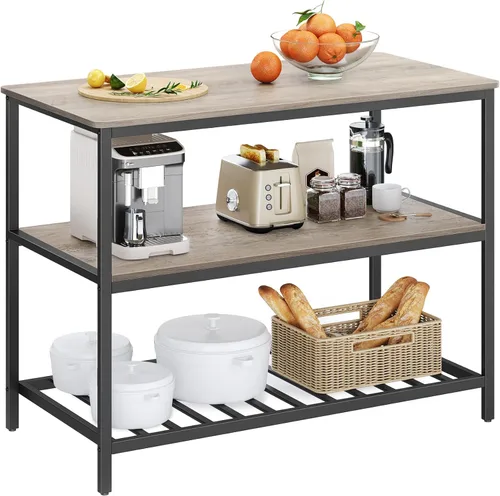 Miniatura 15 de VASAGLE UKKI005B01 - Isla de cocina con 3 estantes, estante de cocina de 39.4 pulgadas de ancho con gran encimera, estructura de acero estable