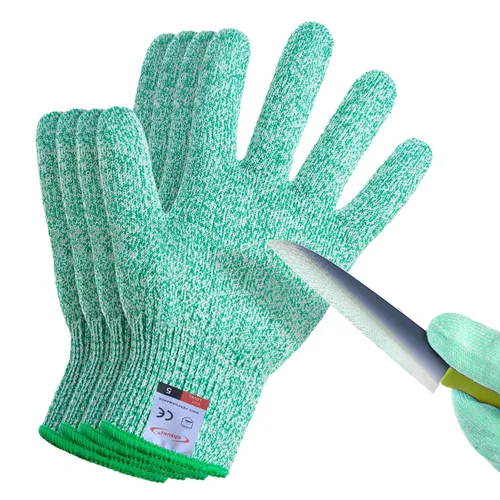 Guantes resistentes a cortes, 2 pares de guantes resistentes a cortes de grado alimenticio, guantes de corte para cocina, pelado de ostras, Verde