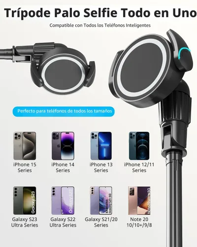 Miniatura 6 de UBeesize Trípode magnético de 72 pulgadas para iPhone con control remoto, soporte extensible para teléfono celular, compatible con MagSafe, trípode