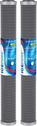 Miniatura 15 de ICEPURE Cartucho de filtro de agua de sedimentos de carbono CTO para toda la casa de 1 micrón, 20 x 2.5 pulgadas, compatible con C1-20, EP-20
