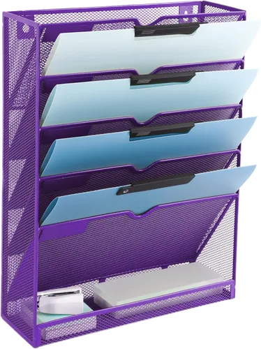 Miniatura 57 de EASEPRES Organizador de archivos de malla de 3 bolsillos para colgar en la pared, carpeta de papel para correo montada en la pared, organizador