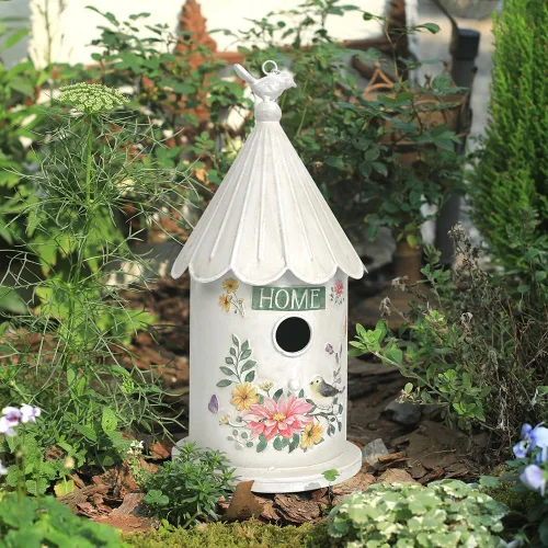 Miniatura 5 de Casas de pájaros colgantes de metal para exteriores, casitas de pájaros para exteriores, nido de pájaros único para pájaros azules, pajarillos