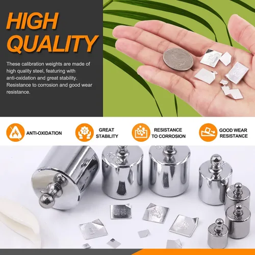 Miniatura 3 de Juego de pesas de calibración de precisión para balanza digital, báscula de joyería (juego de 17.64 oz (gramos y miligramos)