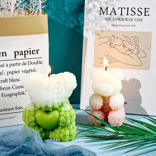 Miniatura 8 de Molde de vela de oso de rosa para resina epoxi 3D oso fabricación de velas molde de resina de jabón animal molde de silicona molde de fundición