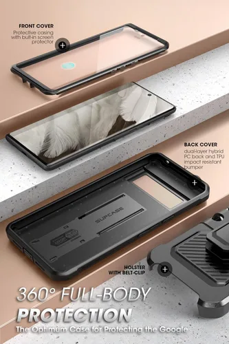 Miniatura 2 de SUPCASE Funda para Google Pixel 8 Pro con soporte y clip para cinturón (Unicorn Beetle Pro), [protector de pantalla integrado]